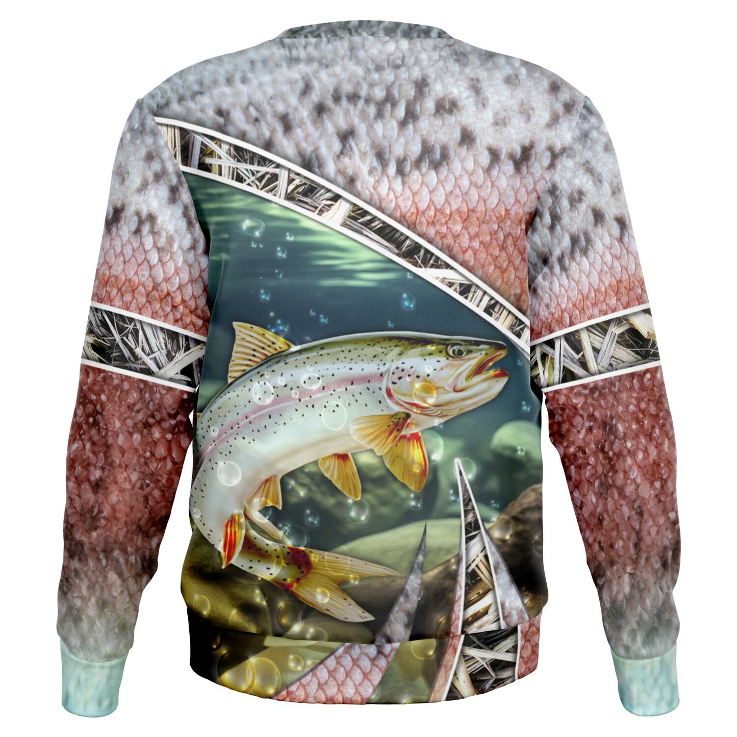 Unleash Your Passion for Rainbow Trout with the All-Over Print Sweatshirt!