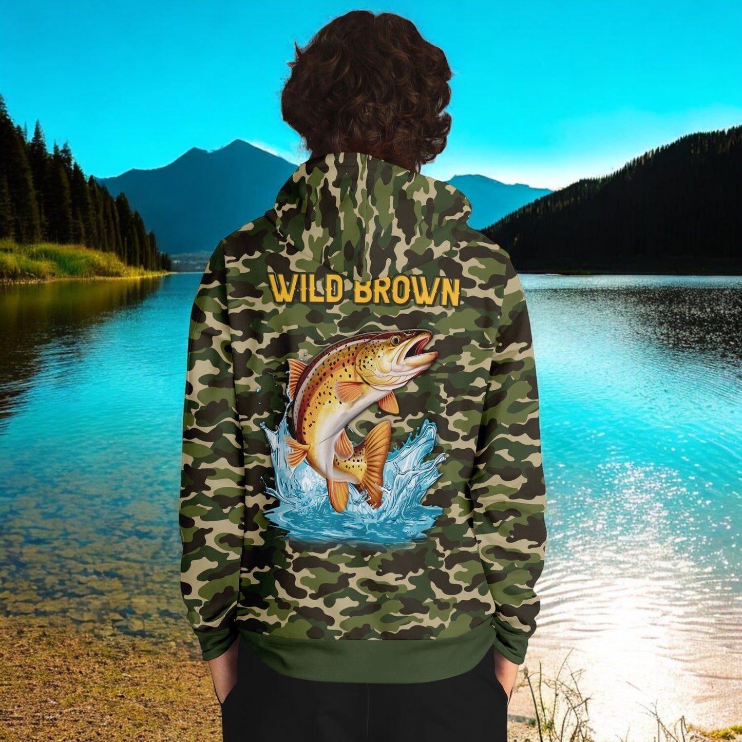 Trout Hoodie with Wild Brown Print!
