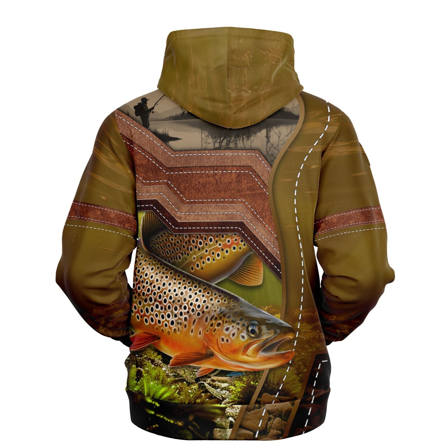 3D Brown Trout Fishing Print Hoodie - Men's Unisex Sweatshirt Autumn Streetwear Casual Jacket