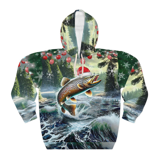Brown Trout Christmas Fishing Hoodie