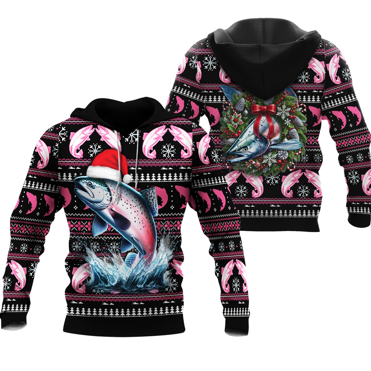 Rainbow Trout Ugly Christmas Hoodie!