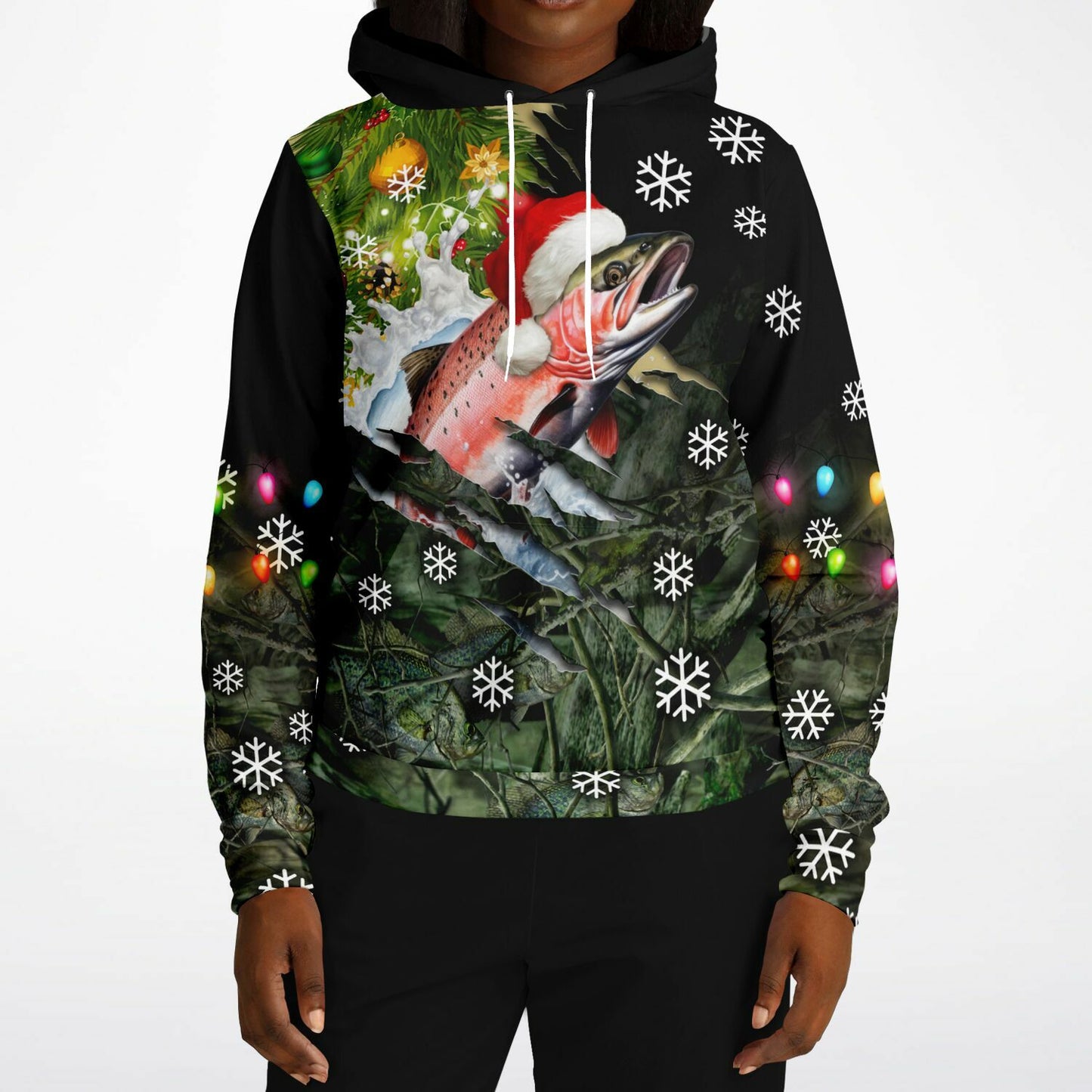 Hooked on Holiday Cheer? This Rainbow Trout Christmas Hoodie is the Perfect Catch!