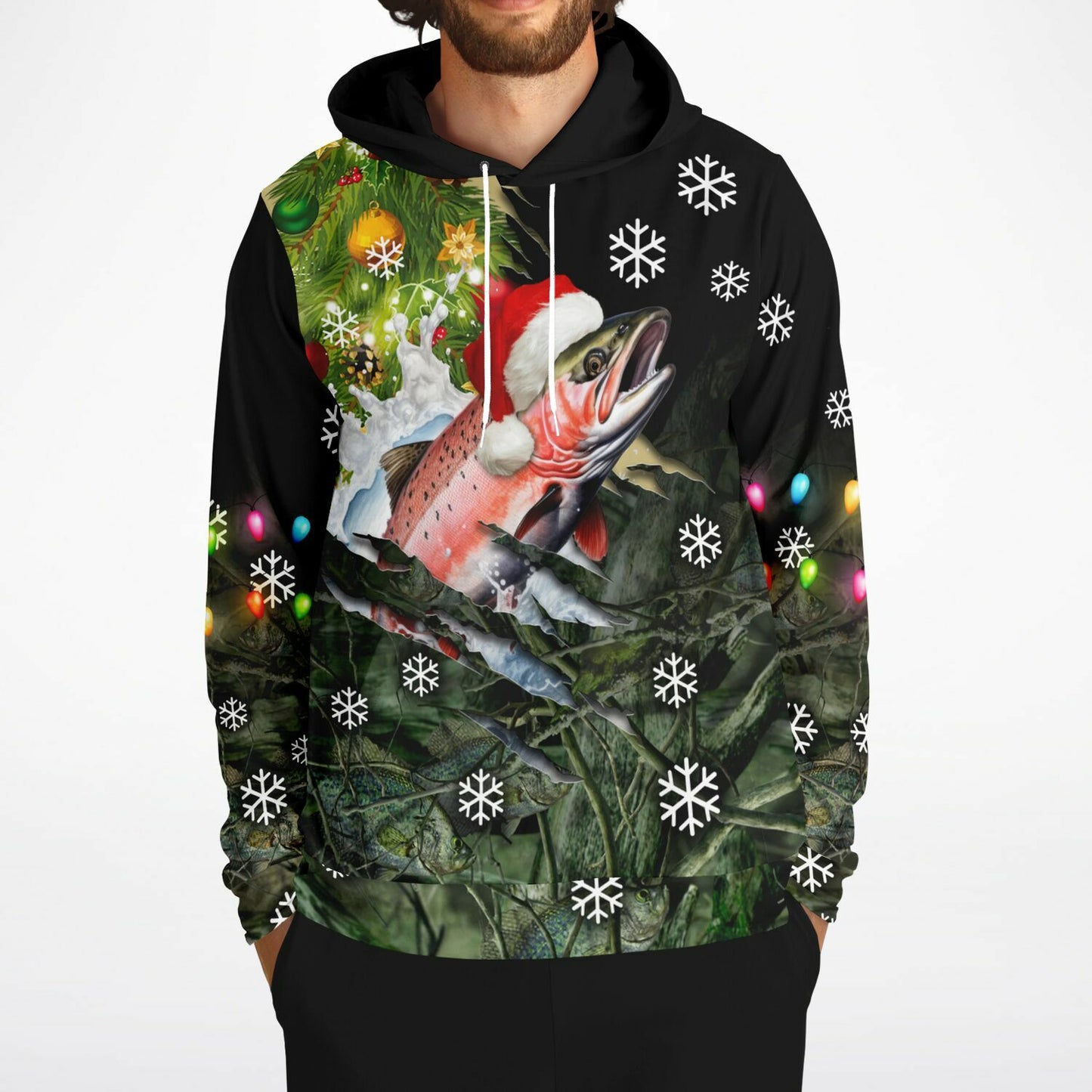 Hooked on Holiday Cheer? This Rainbow Trout Christmas Hoodie is the Perfect Catch!