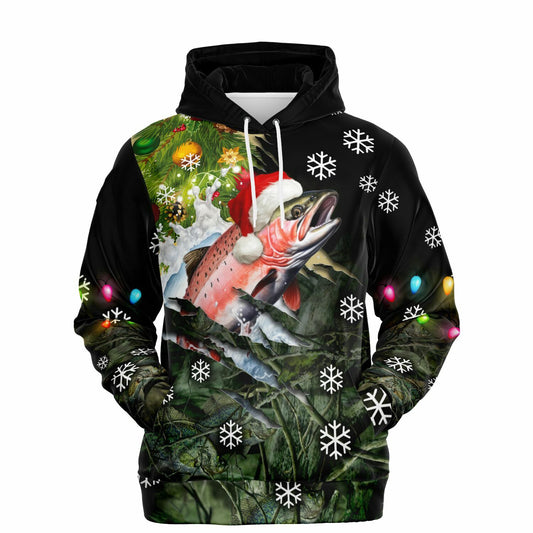 Hooked on Holiday Cheer? This Rainbow Trout Christmas Hoodie is the Perfect Catch!