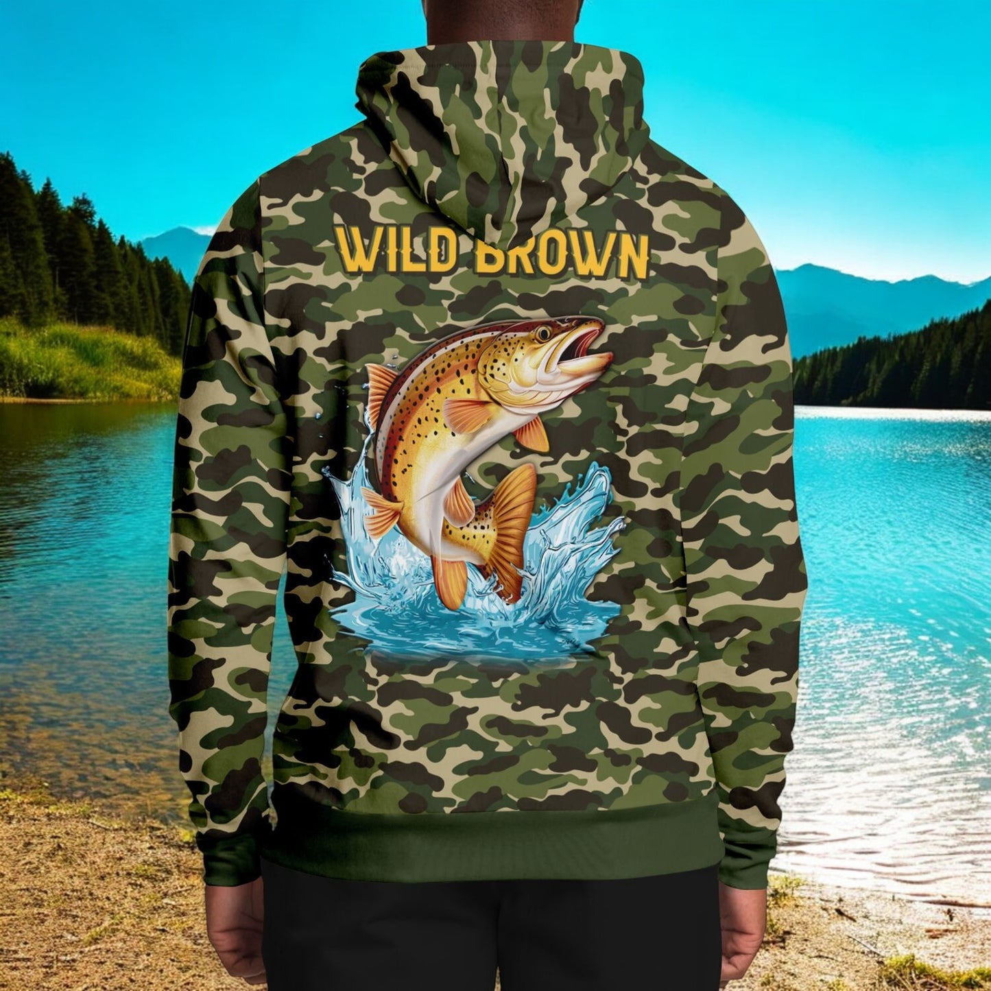 Trout Hoodie with Wild Brown Print!
