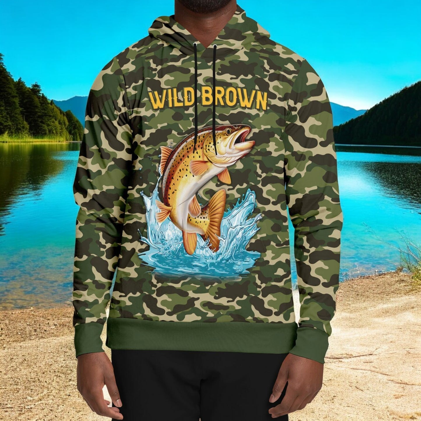 Trout Hoodie with Wild Brown Print!